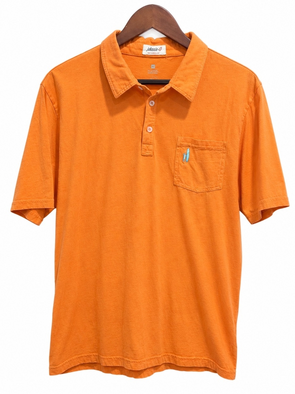Johnnie-O Men's Orange Pocket Polo Shirt Large 100% Cotton Short Sleeve Casual